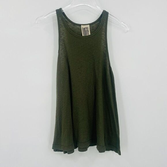 Free People Size Medium Dark Olive Green Sleeveless Knit Tank Top - Picture 1 of 9